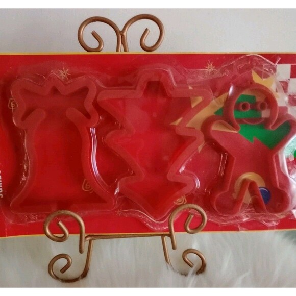 Set Of 3 Jumbo Christmas Cutters Bell, Tree, Gingerbread Boy NIP Baking Kitchen - Picture 3 of 4